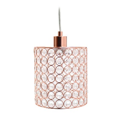 7.25" Elipse Crystal Cylinder Pendant Ceiling Light Rose Gold - Elegant Designs