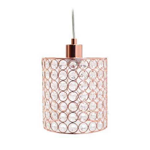 6 75 Elipse Crystal Cylinder Pendant Ceiling Light Rose Gold Elegant Designs