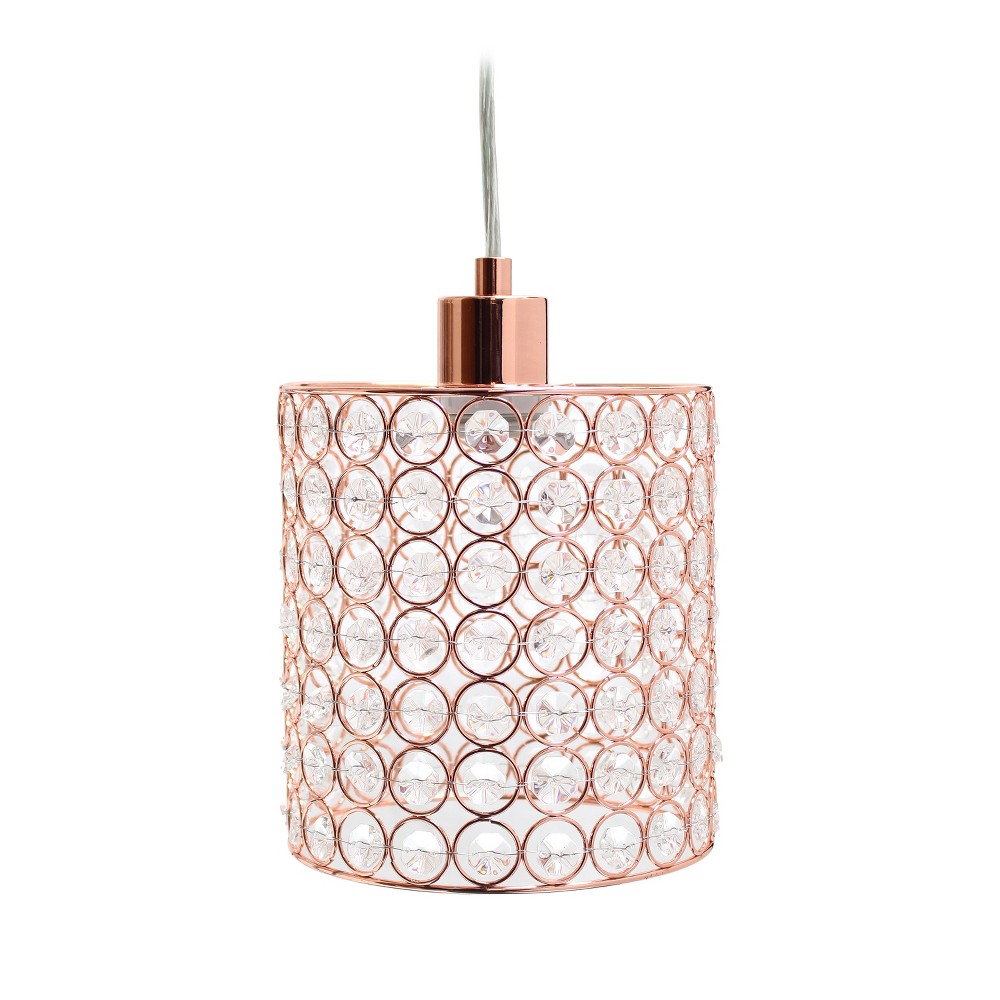 Photos - Chandelier / Lamp 7.25" Elipse Crystal Cylinder Pendant Ceiling Light Rose Gold - Elegant De