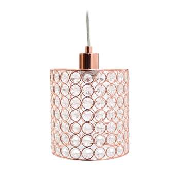 7.25" Elipse Crystal Cylinder Pendant Ceiling Light Rose Gold - Elegant Designs