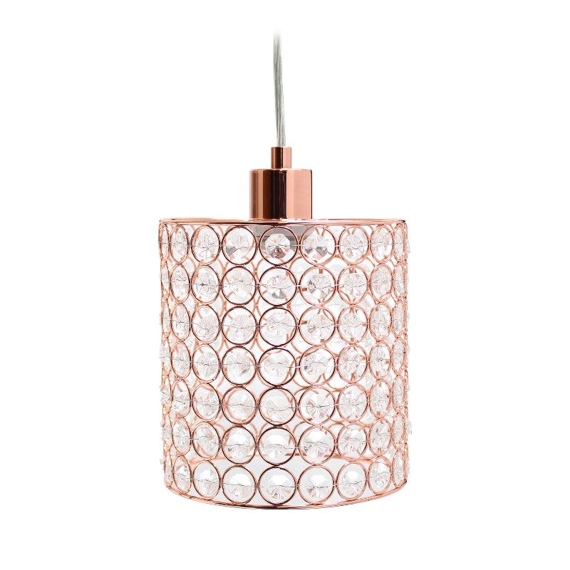 7.25&#34; Elipse Crystal Cylinder Pendant Ceiling Light Rose Gold - Elegant Designs, 1 of 5