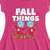 Girls' - Dr. Seuss - Fall Things Thing 1 and Thing 2 Fit & Flair Cap Sleeve Graphic Dress - 2 of 4