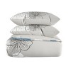 Hastings Home King-Size Hibiscus Floral Comforter Set With 2 Shams - 92" x 106", White/Blue, Set of 3 - 3 of 4