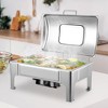 9 Qt Chafing Dish Buffet Set, Stainless Steel Rectangular Hydraulic Dining Stove with Viewing Lid - 3 of 4