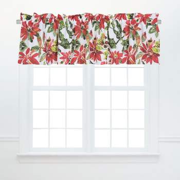 C&F Home Poinsettia Berries Cotton Red Valance Window Treatment