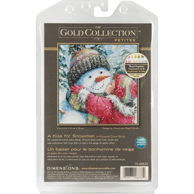 Dimensions Gold Petite Counted Cross Stitch Kit 6"X6"-A Kiss For Snowman