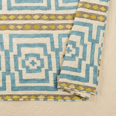 Hypnotic Blue and White Cotton Full Quilt Set