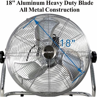 Optimus Industrial Grade 3-Speed High-Velocity Fan, 18 Inches, Chrome, F-4182
