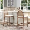 Okak Set of 2 Solid Wood Upholstered Bar Stools for Dining Rooms,Cane Rattan Kitchen Island Counter Chairs with Curved Back - 3 of 4