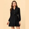 Allegra K Women's Notched Lapel V Neck Tie Waist Solid Ruffle Hem Mini Dress - 3 of 4