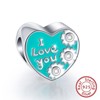 Heart Love You Charm European Bead Sterling Silver CZ Ginger Lyne Collection - 2 of 4
