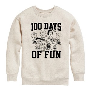 Boys' - Peanuts - 100 Days Of Fun Graphic Long Sleeve Fleece Sweatshirt - 1 of 4