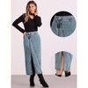 INSPIRE CHIC Women's Denim Zipper Front Split Long Skirt with Pockets - 2 of 4