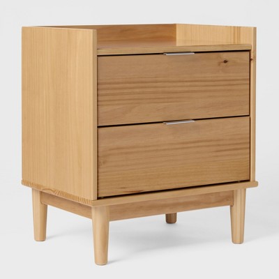 Mid-Century Modern Solid Wood 2 Drawer Nightstand - Saracina Home