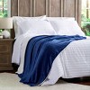 Poly Fleece - Oversized Plush Woven Polyester Faux Shearling Fleece Solid Color Throw - Breathable by Hastings Home (Midnight and White) - 4 of 4