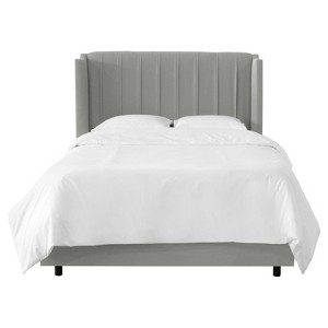Finley Pleated Wingback Bed - Full - Linen Gray - Skyline Furniture