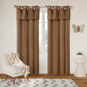 Awesome Home  Recycled Cotton Blend Ruffle Tie Top Curtains Pair - 1 of 4