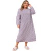 Agnes Orinda Women's Plus Size Fuzzy Cozy Crew Neck Long Sleeve Geometric Lounge Home Soft Full Nightgowns - 3 of 4