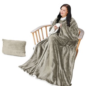Catalonia Plush Fleece Wearable Blanket with Sleeves Arms, Super Soft Snuggly Body Blanket for Womens Mens, Portable TV Blankets, Gift for Her - 1 of 4