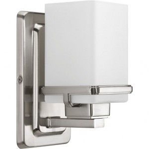 Progress Lighting, Metric Collection, 1-Light Bath & Vanity, Brushed Nickel, Etched Opal Glass Shade - 1 of 2