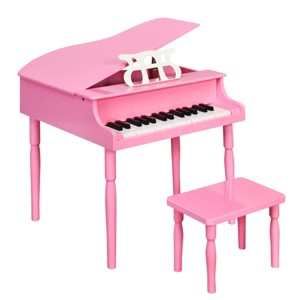 Costway 30-Key Classic Baby Grand Piano Toddler Toy Wood w/ Bench & Music Rack PinkBlack - 1 of 4