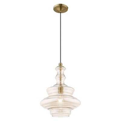 Champagne Glass Mini Pendant with Antique Brass Finish