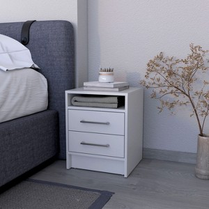 NicBex Modern 2-Drawer Nightstand with Metal Handles Bedside Table with Open Shelf End Table for Bedroom, Living Room - 1 of 4