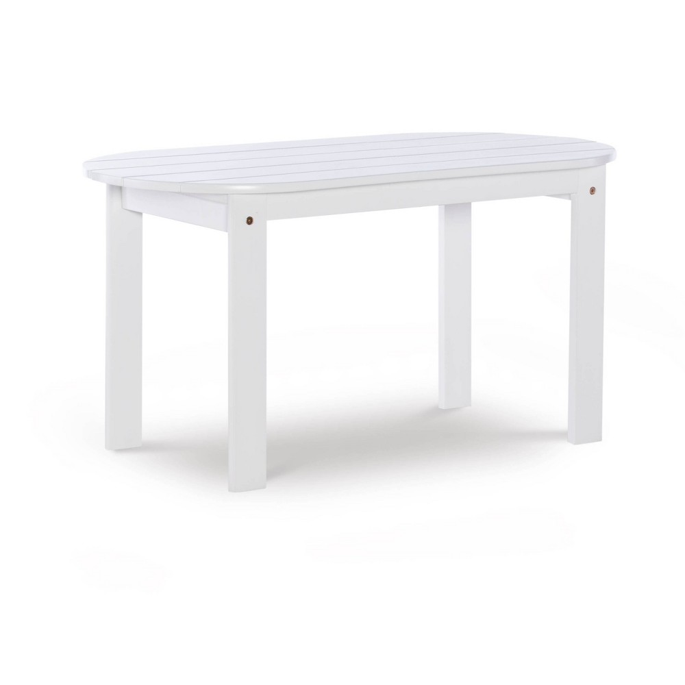 Outdoor Acacia Wood Oval Adirondack Accent Table White - Linon: Weather-Resistant Patio Furniture
