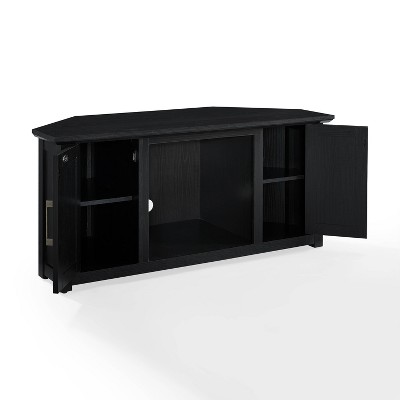 Black Corner TV Stand with Fireplace and Cabinets