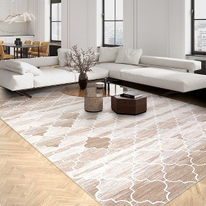 Area Rugs Moroccan Rugs Geometric Rug Non-Slip Rugs Abstract Distressed Accent Carpet - 1 of 4