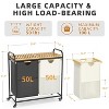 100L Metal laundry basket rack with wheels, paired with two laundry basket combinations - 3 of 4