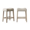 24" Upholstered Backless Saddle Counter Stools with Wood Frame, Set of 2 for Kitchen, Bar, and Dining - 4 of 4