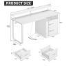 47/55 Inch Home Office Desk with File Drawer And LED Lights Computer Desk With Power Outlets And USB Outlets For Study Room - 2 of 4