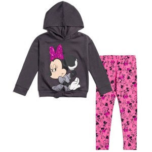 Disney Minnie Mouse Girls Sequin Pullover Fleece Hoodie Leggings Outfit Set Toddler to Big Kid - 1 of 4