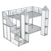 NicBex Twin over Twin Bunk Bed Castle Shape Metal Frame Bed Frame with Wardrobe, Lockers, Storage Stairs and Guardrails, No Box Spring Required - 3 of 4