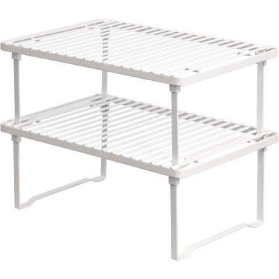 Attop Stackable Metal Kitchen Storage Shelves for Dishes, 12.5" L x 8" D x 4.5" H, Set of 2, White