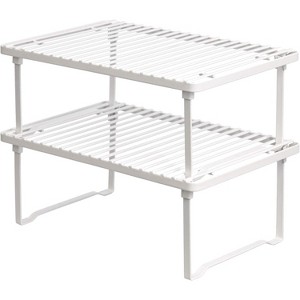 Attop Stackable Metal Kitchen Storage Shelves for Dishes, 12.5" L x 8" D x 4.5" H, Set of 2, White - 1 of 4