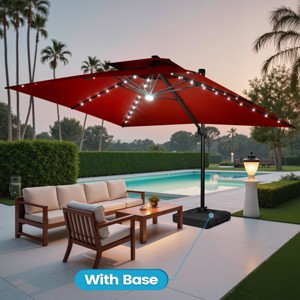 Crestlive Products 13FT Patio Cantilever Umbrella with Light Base Set Double Top High-strength Aluminum 360°Rotation 5 Heights Adjustable - 1 of 4