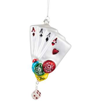 Northlight 6" Four Aces Playing Cards Glass Christmas Ornament