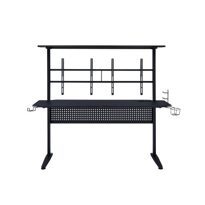Canzi 63'' Black Streamlined Gaming Desk with LED and USB Port