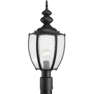 Progress Lighting Roman Coach 1-Light Outdoor Post Lantern, Textured Black, Seeded Glass