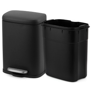 1.3 Gallon Trash Can, Stainless Steel Kitchen Trash Can with Lid, Soft Close Step-On Pedal, 5 Liters Ideal - 1 of 4