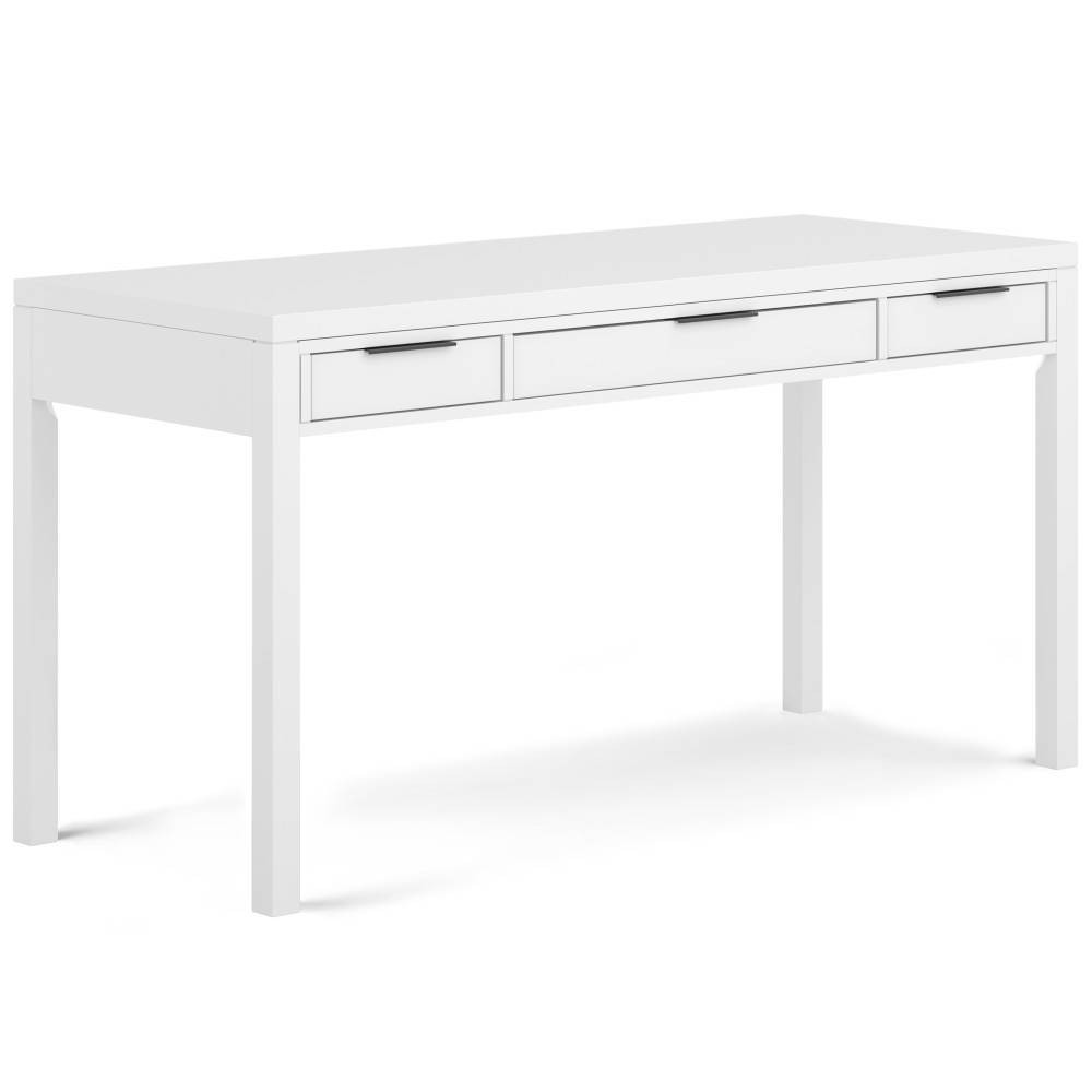 Fabian Desk White - WyndenHall: Contemporary Parsons Style, 60" Wide, Pine Frame, Keyboard Tray