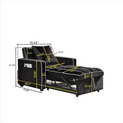 SYFERLORY Three-in-one sofa bed chair folding sofa bed adjustable back into a sofa recliner single bed adult modern chair bed berth black