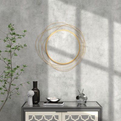 NicBex Round Wall Mirror with Metal Frame,Metal Wall Art Modern Mirror for Home Decor,Decorative Mirror for Living Room,Bedroom