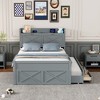 XIYUYEU Twin/Full Size Platform Bed Frame with Twin Size Trundle and 3 Drawers,Storage Headboard with USB Outlets,No Box Spring Needed,Easy Assembly - 2 of 4