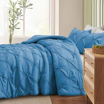 Peace Nest Pintuck Comforter Set, Bedding Set for All Season, Comforter and Pillowcases Set, Navy Blue
