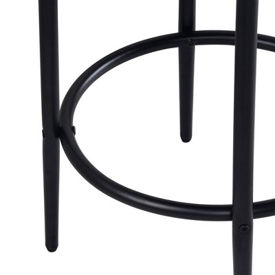 Cream Woven Upholstered Metal Barstool with Round Seat