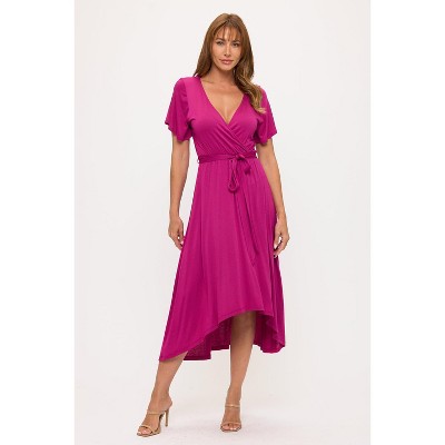 WEST K Women's Georgia Knee-length Faxu Wrap Knit Dress