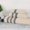 Zero Twist Cotton Ribbed Modern Geometric Border Assorted 3 Piece Bathroom Towel Set by Blue Nile Mills - 2 of 4